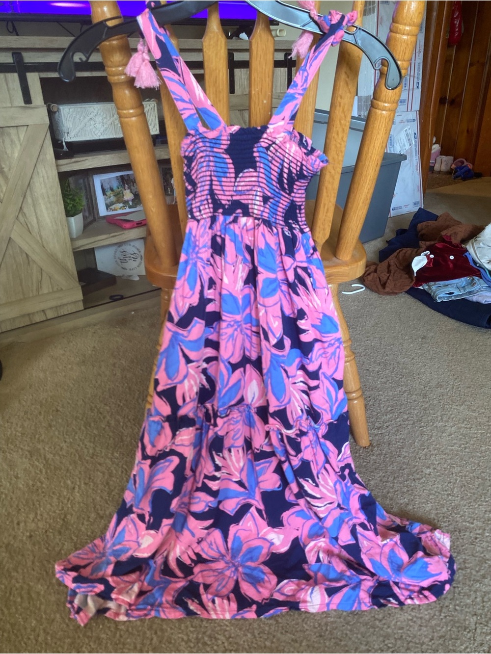 Vince Camuto girls' size 12 smocked tiered maxi dress